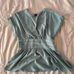 SHEIN Sage Green Wrap Blouse